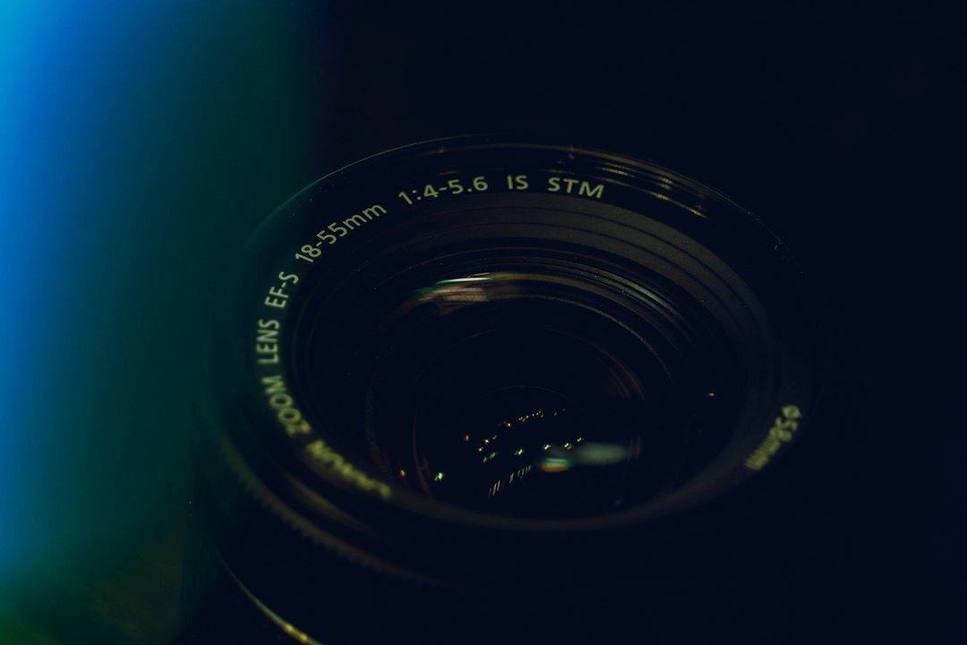 Close-up of a professional camera lens