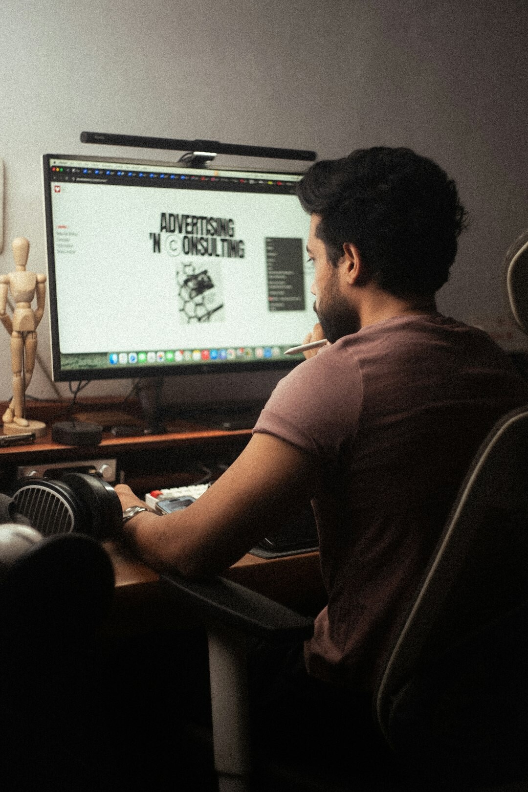 video editor at desk