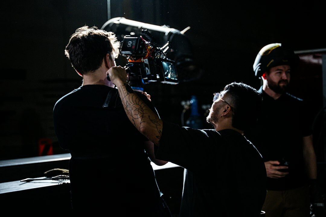 film crew on set