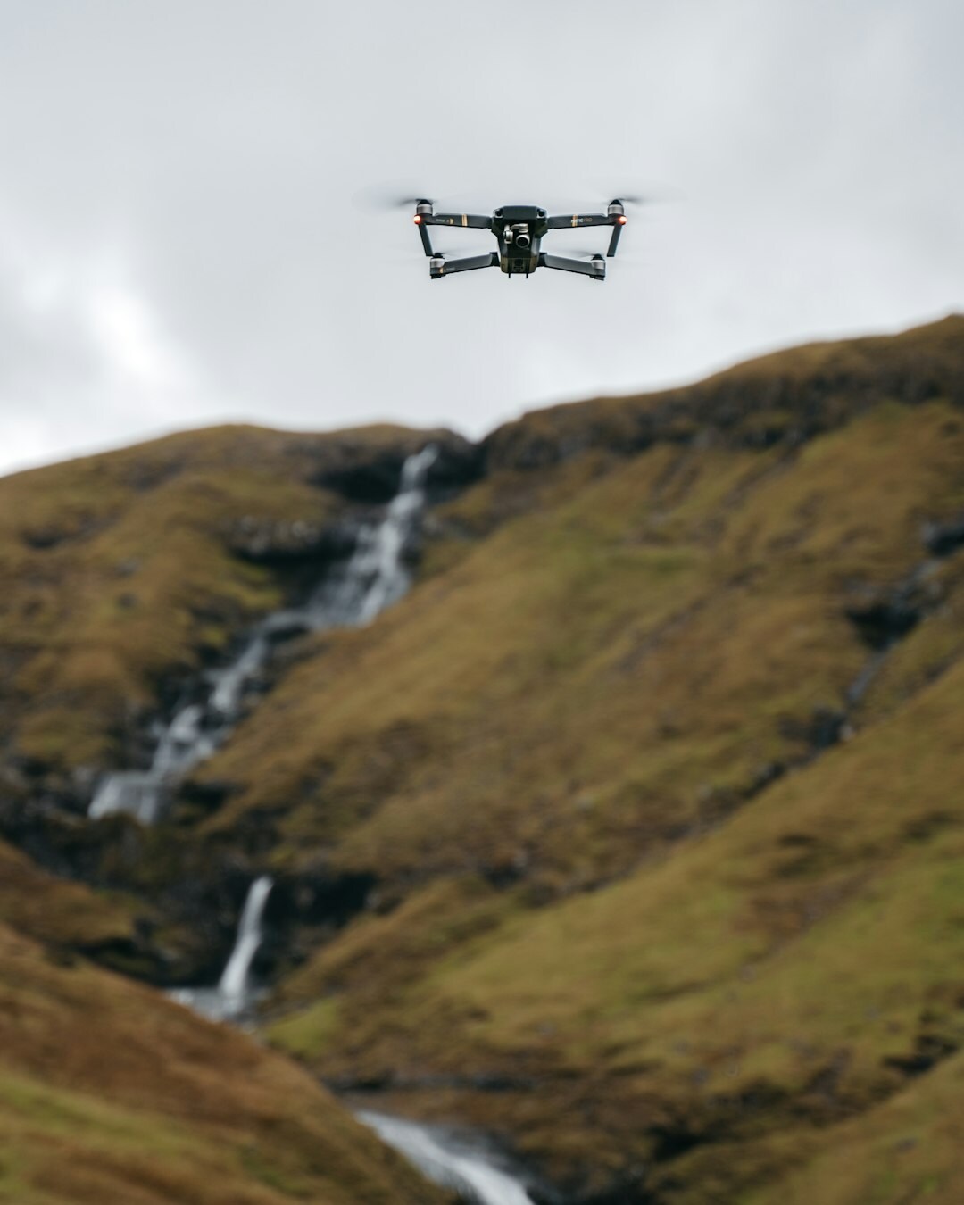 drone flying over landscape