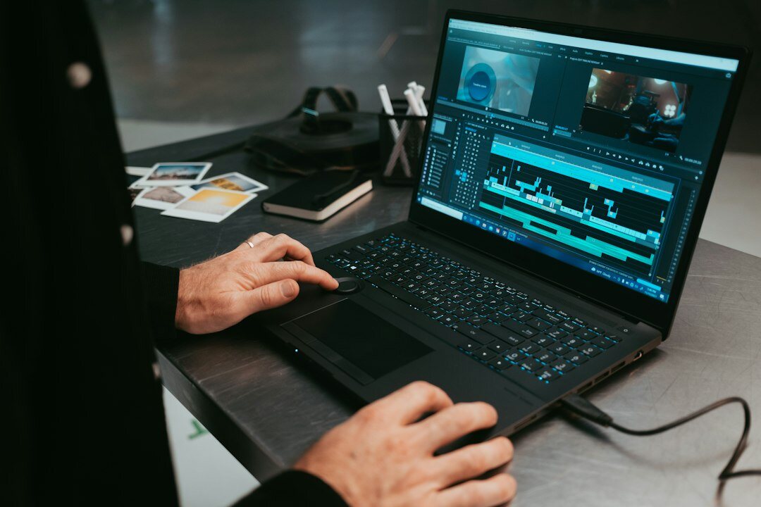 video editing beginner at desk