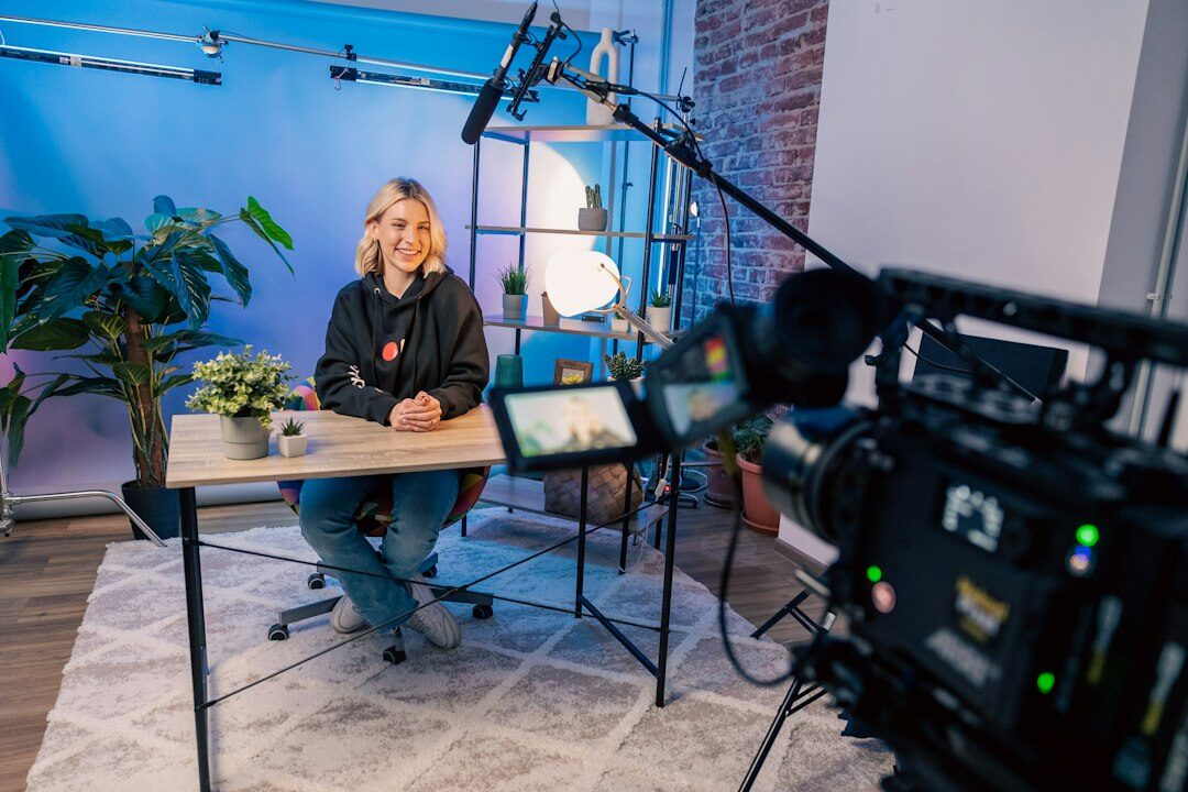 professional video editor in studio